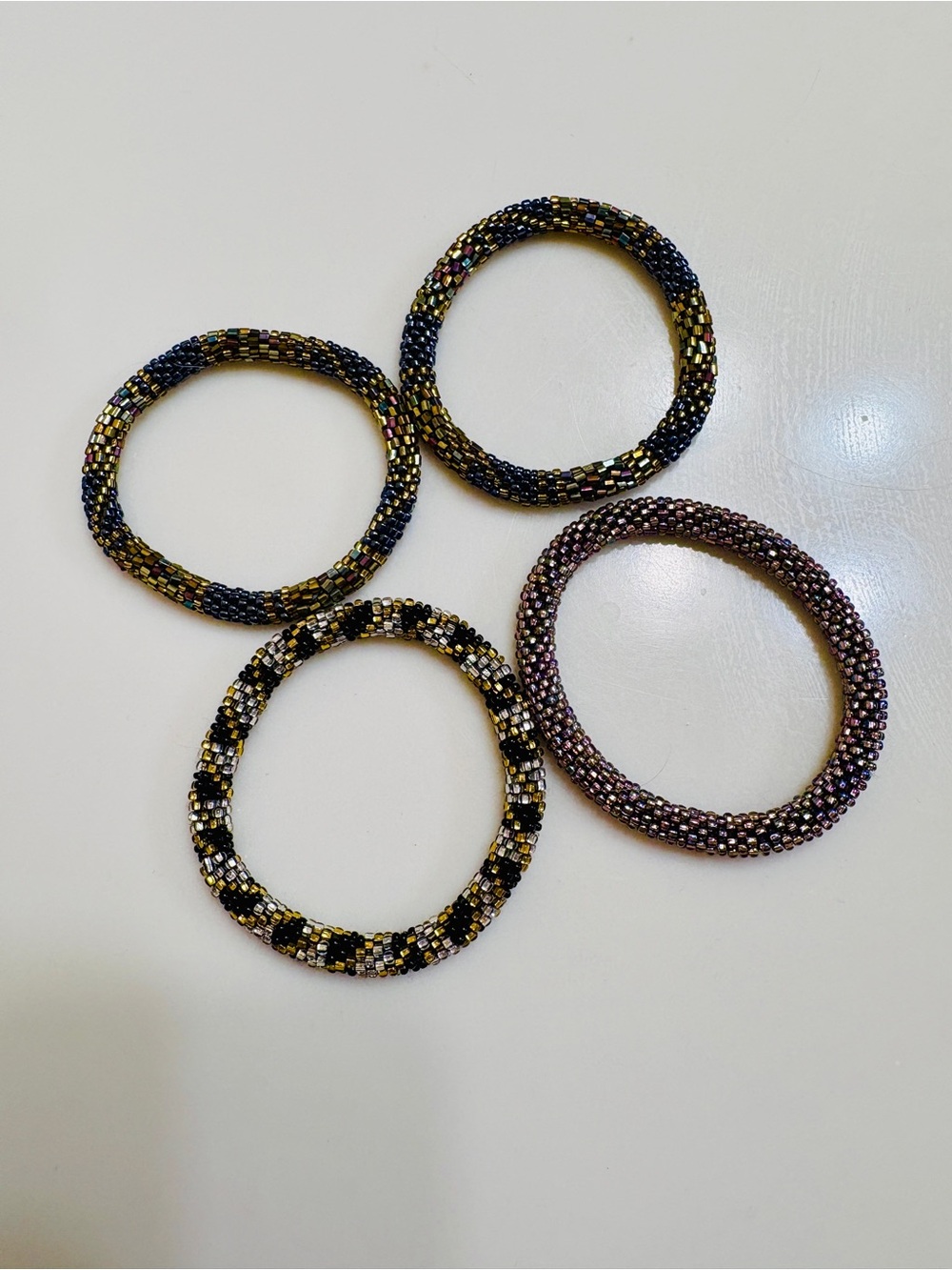 Sashka Co. Beaded Stretch Bracelet Set - Mixed Dark Metallic Set